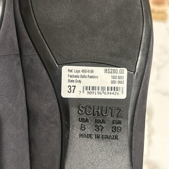 SCHUTZ Women’s Ballet Flats Gemma Pointed Toe with Diamonds Grey Suede NEW 8 - Picture 4 of 14